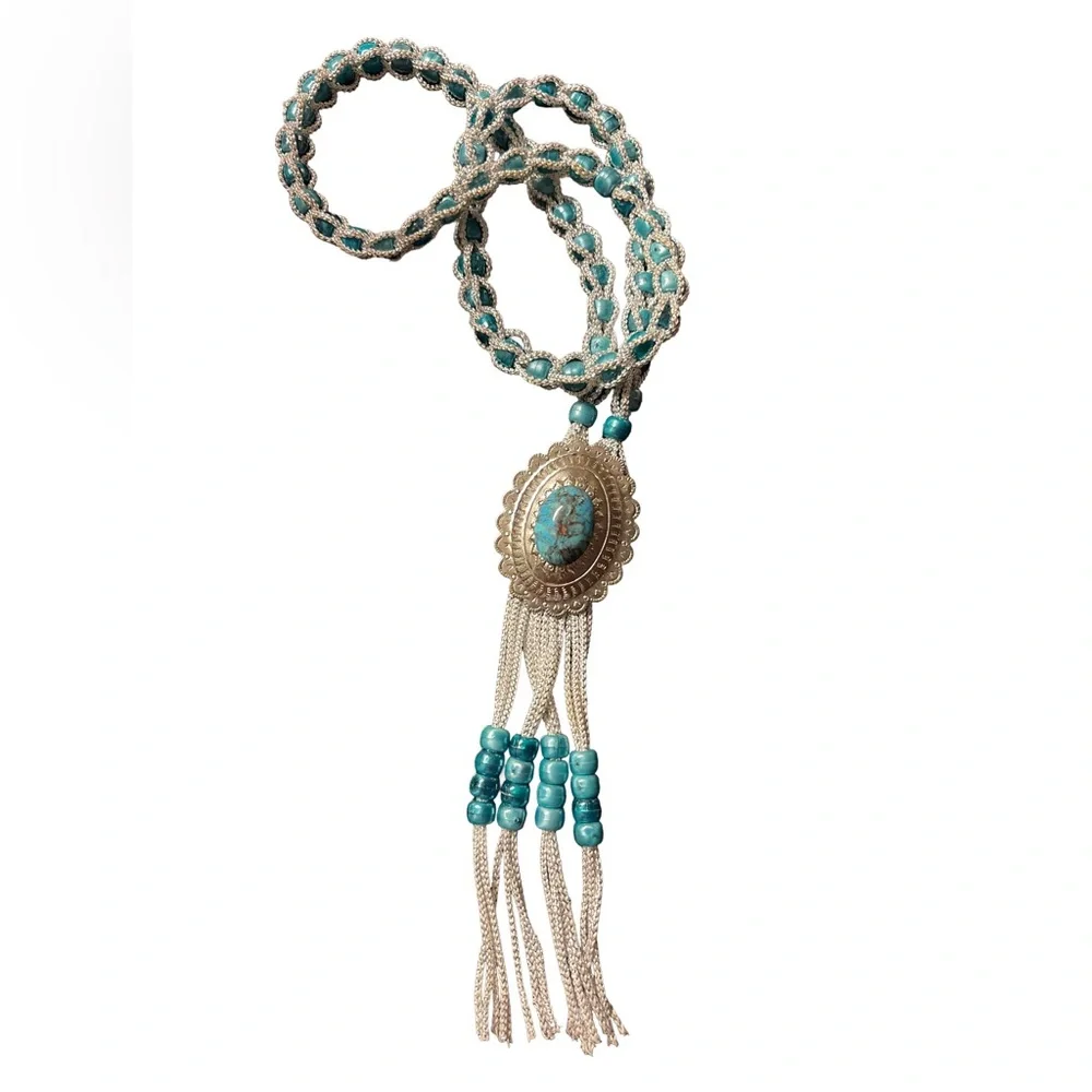 Turquoise western concho necklace‎